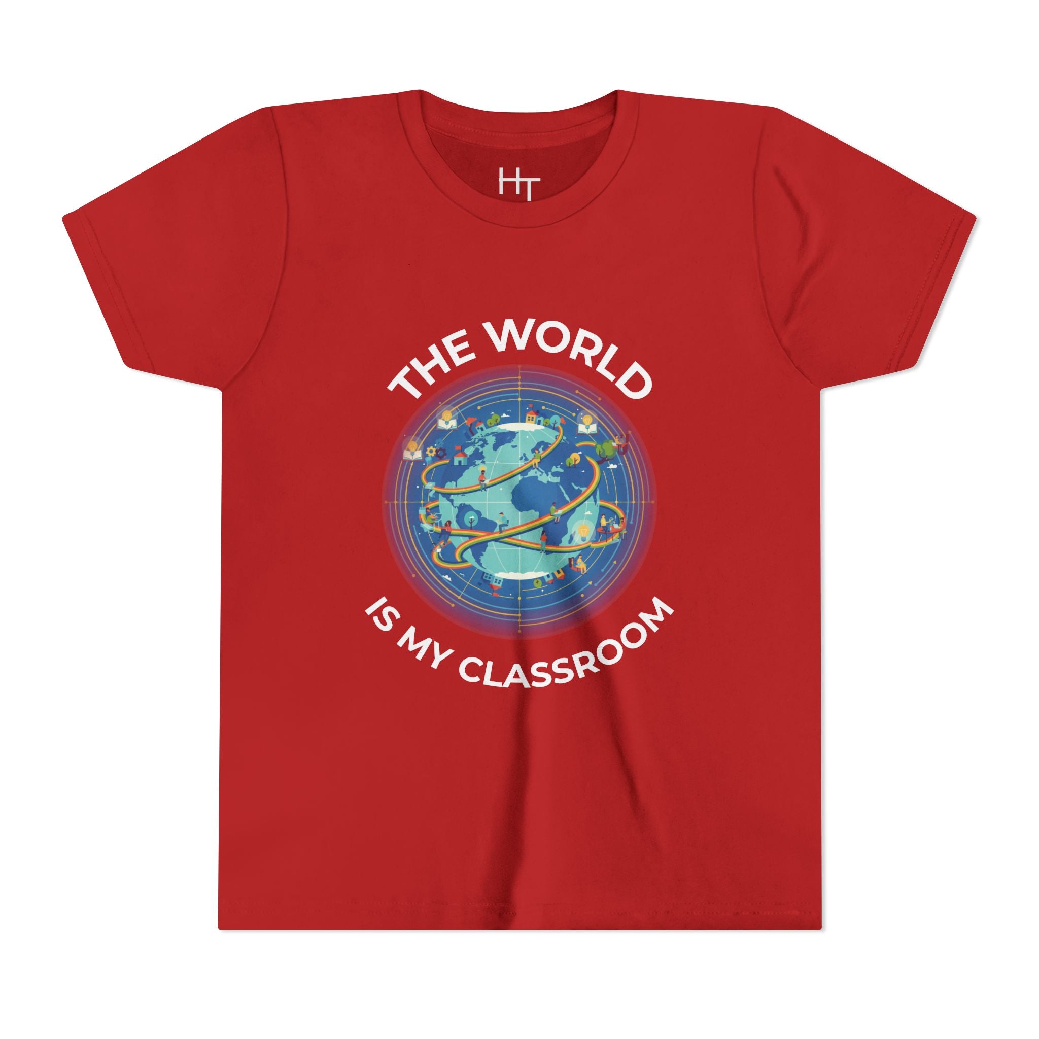 Youth T‑Shirt — "The World Is My Classroom" Globe Tee for Young Explorers