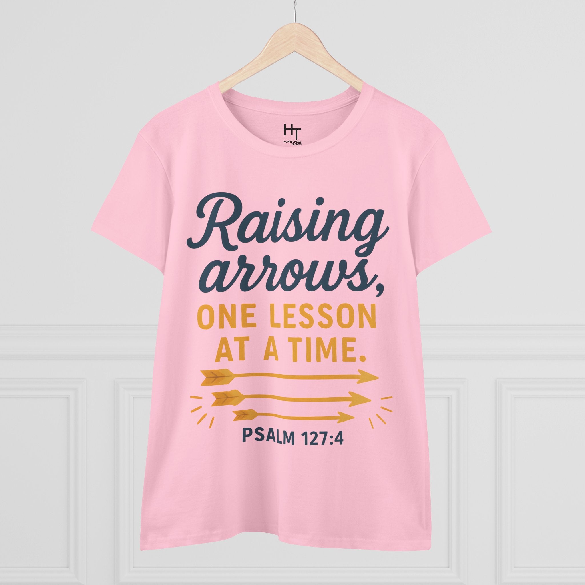 Raising Arrows T-Shirt — "Raising arrows, one lesson at a time. Psalm 127:4" Faith Mom Tee