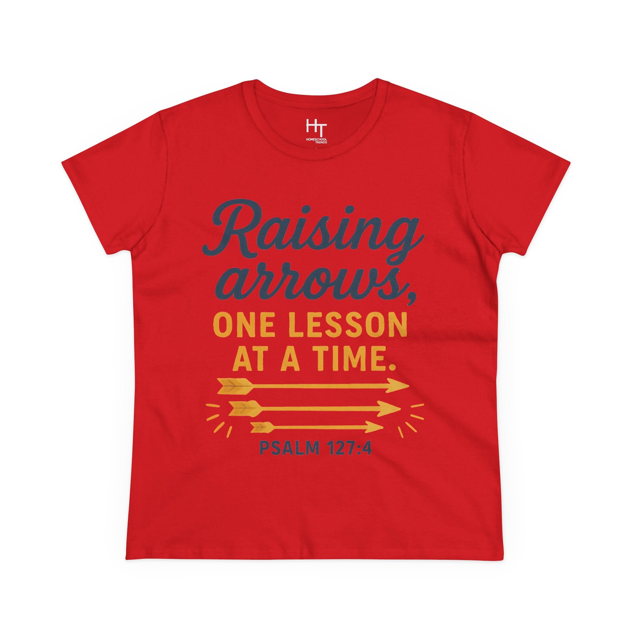 Raising Arrows T-Shirt — "Raising arrows, one lesson at a time. Psalm 127:4" Faith Mom Tee