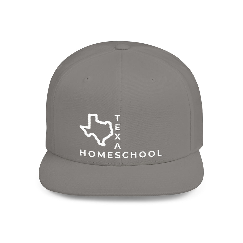 Texas Homeschool Flat Bill Snapback Hat (WHITE embroidery)