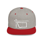 Montana Homeschool Flat Bill Snapback Hat (WHITE embroidery)