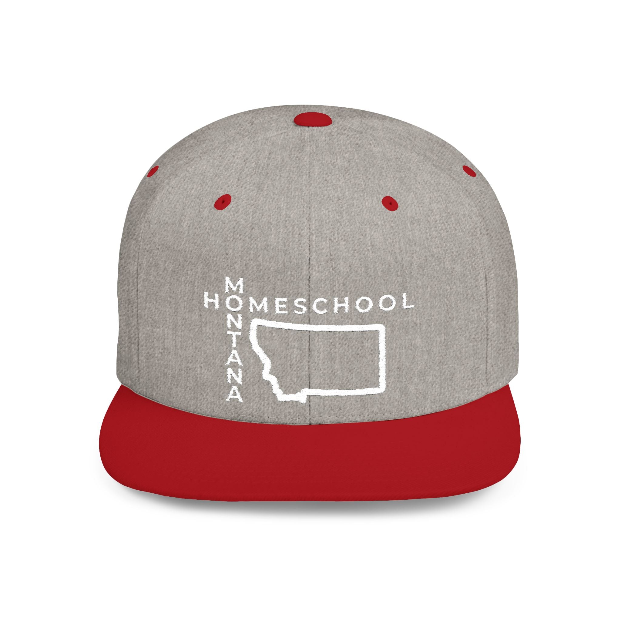 Montana Homeschool Flat Bill Snapback Hat (WHITE embroidery)