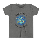 Youth T‑Shirt — "The World Is My Classroom" Globe Tee for Young Explorers