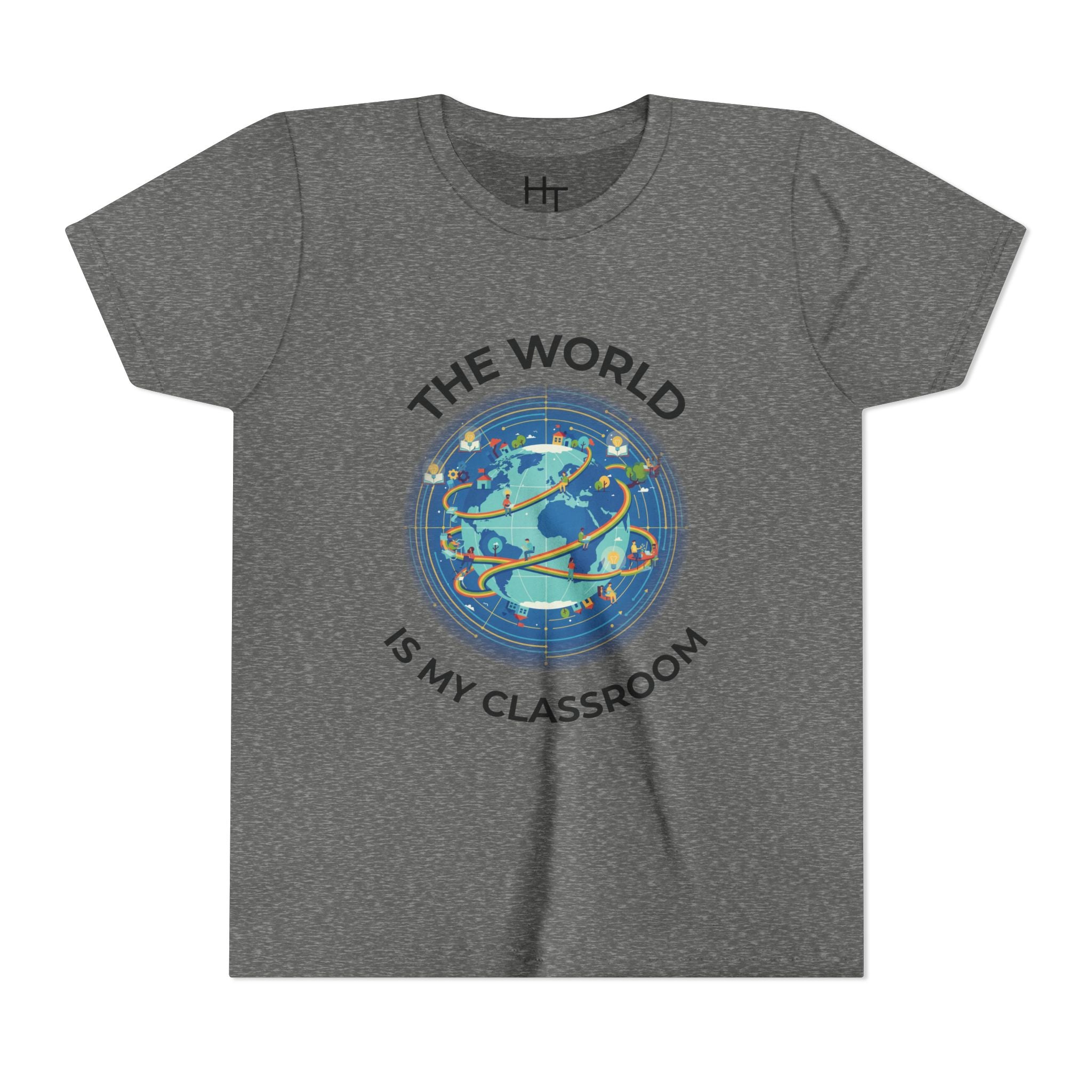 Youth T‑Shirt — "The World Is My Classroom" Globe Tee for Young Explorers