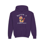 Meowy Christmas Youth Hoodie — Cute Cat Santa Holiday Sweatshirt