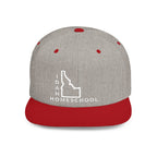 Idaho Homeschool Flat Bill Snapback Hat (WHITE embroidery)