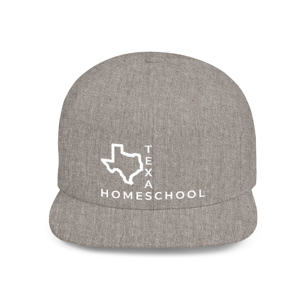 Texas Homeschool Flat Bill Snapback Hat (WHITE embroidery)
