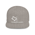 Texas Homeschool Flat Bill Snapback Hat (WHITE embroidery)