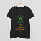 Rooted in Faith Women's Tee — "Growing in Knowledge" Colossians 2:7 Christian T-Shirt