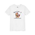 Youth Tee - "Meow-y Christmas" Cute Cat Kids Holiday T-Shirt