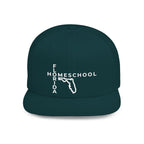 Florida Homeschool Flat Bill Snapback Hat (WHITE embroidery)