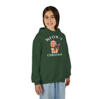 Meowy Christmas Youth Hoodie — Cute Cat Santa Holiday Sweatshirt