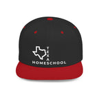 Texas Homeschool Flat Bill Snapback Hat (WHITE embroidery)