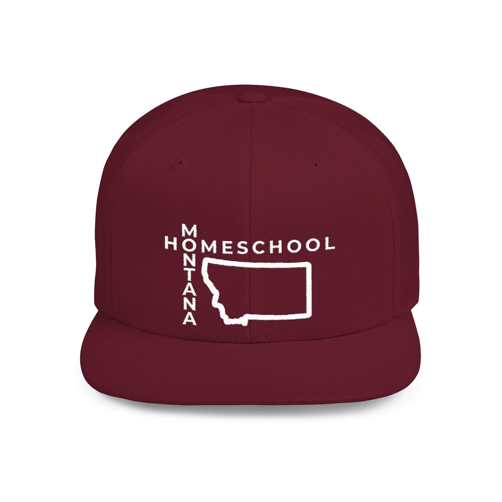Montana Homeschool Flat Bill Snapback Hat (WHITE embroidery)