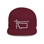 Montana Homeschool Flat Bill Snapback Hat (WHITE embroidery)