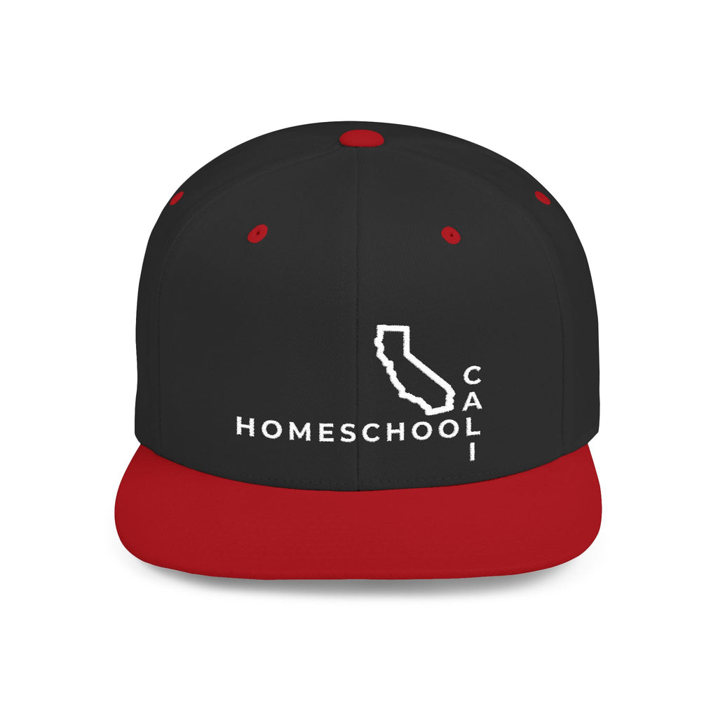California Homeschool Flat Bill Snapback Hat (WHITE embroidery)