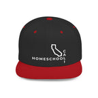 California Homeschool Flat Bill Snapback Hat (WHITE embroidery)