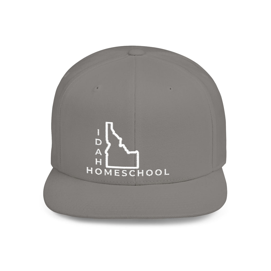 Idaho Homeschool Flat Bill Snapback Hat (WHITE embroidery)