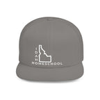 Idaho Homeschool Flat Bill Snapback Hat (WHITE embroidery)