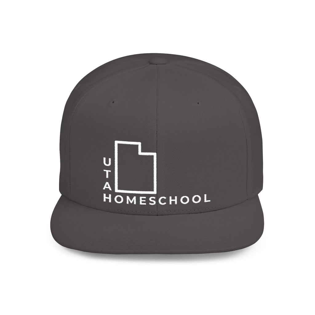 Utah Homeschool Flat Bill Snapback Hat (WHITE embroidery)