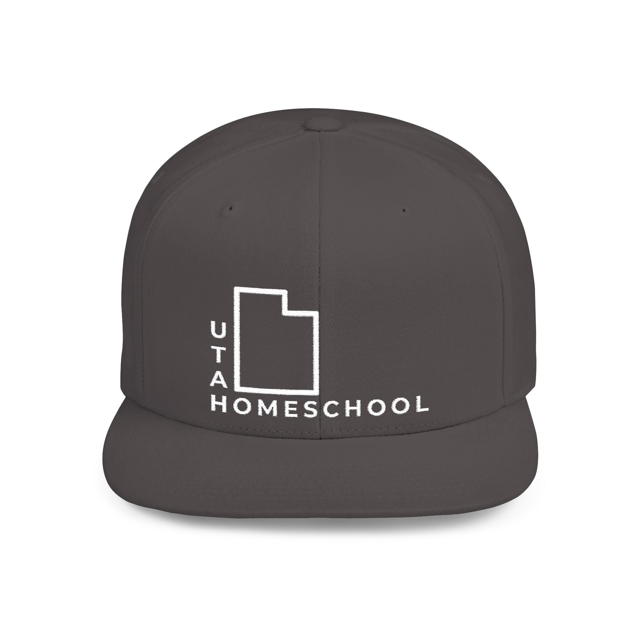 Utah Homeschool Flat Bill Snapback Hat (WHITE embroidery)