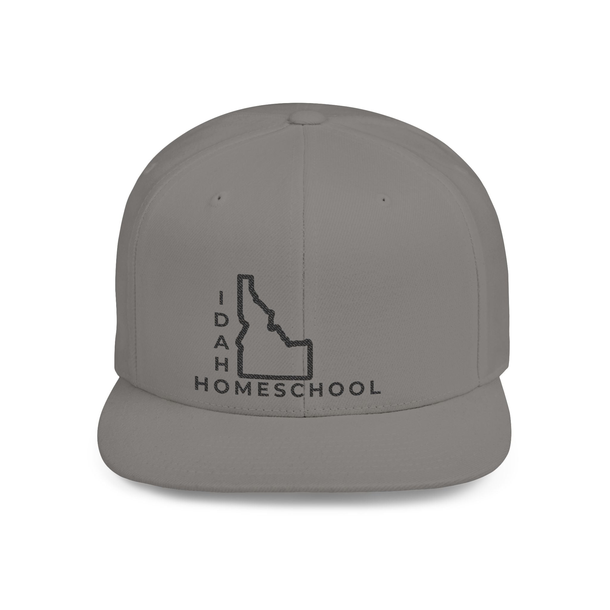 Idaho Homeschool Flat Bill Snapback Hat (BLACK embroidery)