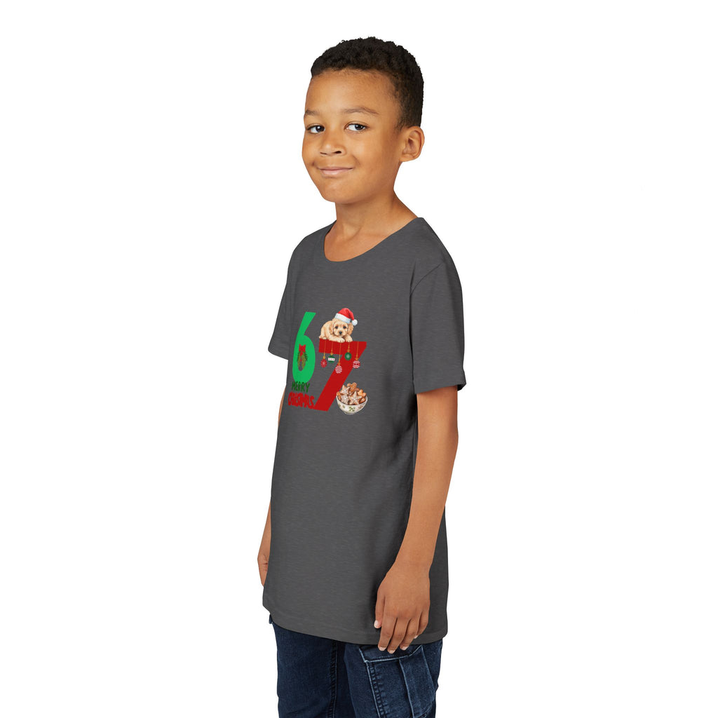 Youth Tee – '67 Merry Christmas' Cute Puppy Holiday Shirt