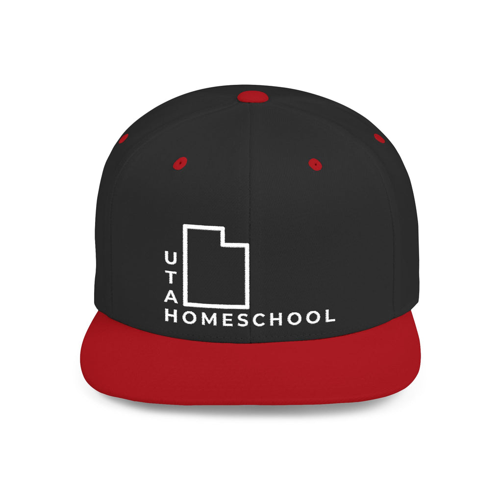 Utah Homeschool Flat Bill Snapback Hat (WHITE embroidery)