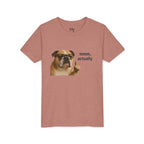 Youth Tee — Funny Bulldog Graphic “mmm, actually” Kids Shirt