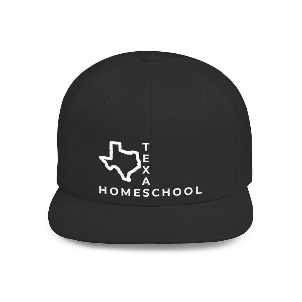 Texas Homeschool Flat Bill Snapback Hat (WHITE embroidery)