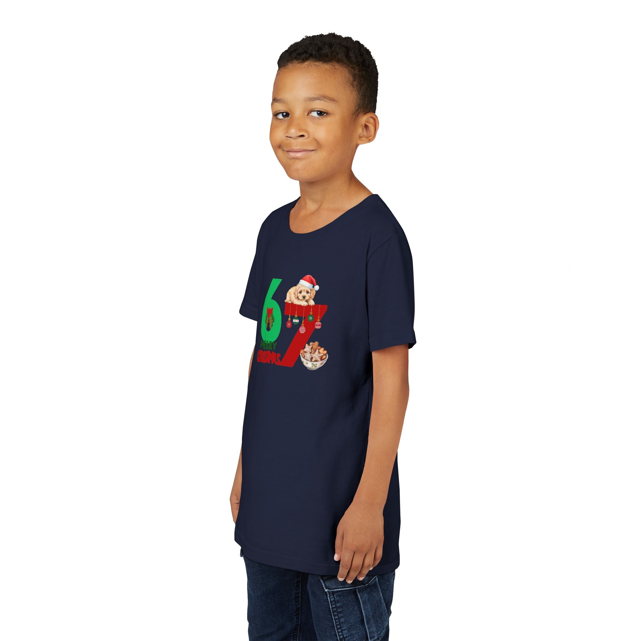 Youth Tee – '67 Merry Christmas' Cute Puppy Holiday Shirt