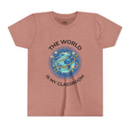 Youth T‑Shirt — "The World Is My Classroom" Globe Tee for Young Explorers