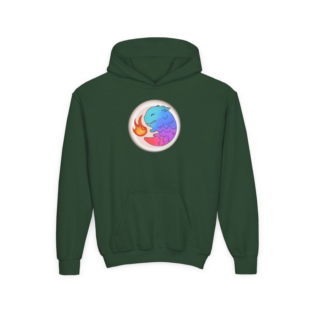 Youth Hoodie — Colorful Fire-Breathing Dragon Graphic