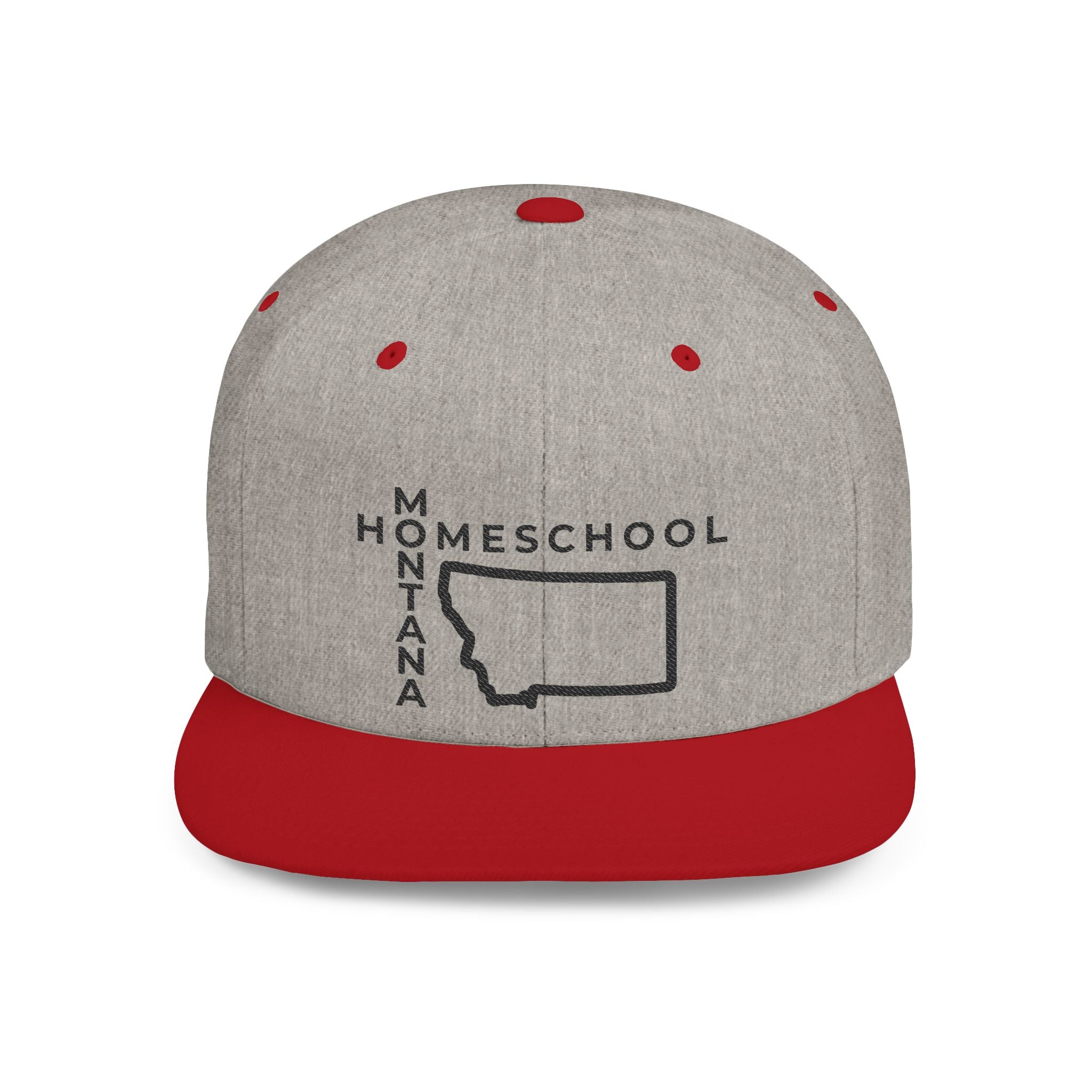 Montana Homeschool Flat Bill Snapback Hat (BLACK embroidery)