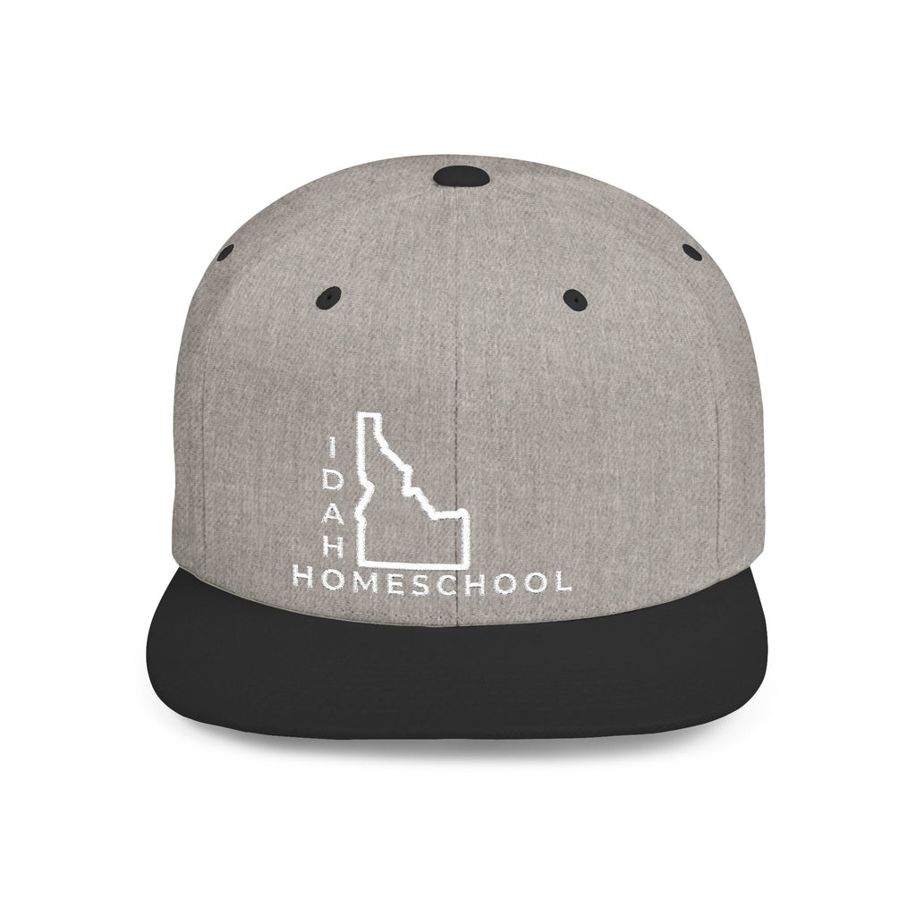 Idaho Homeschool Flat Bill Snapback Hat (WHITE embroidery)