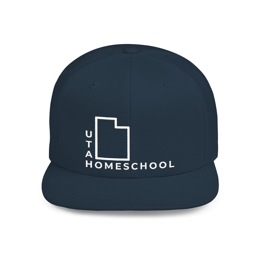 Utah Homeschool Flat Bill Snapback Hat (WHITE embroidery)
