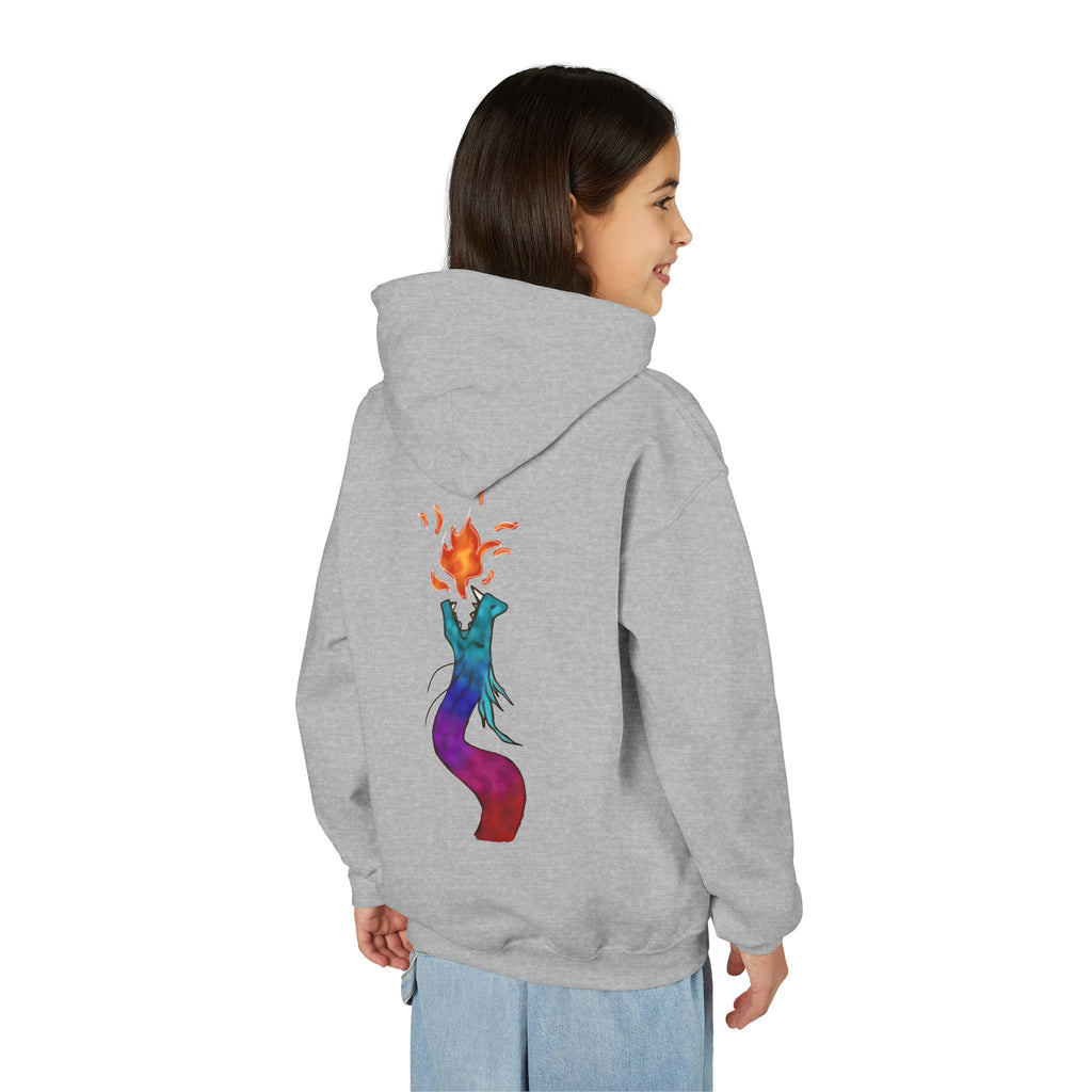 Youth Hoodie — Colorful Fire-Breathing Dragon Graphic