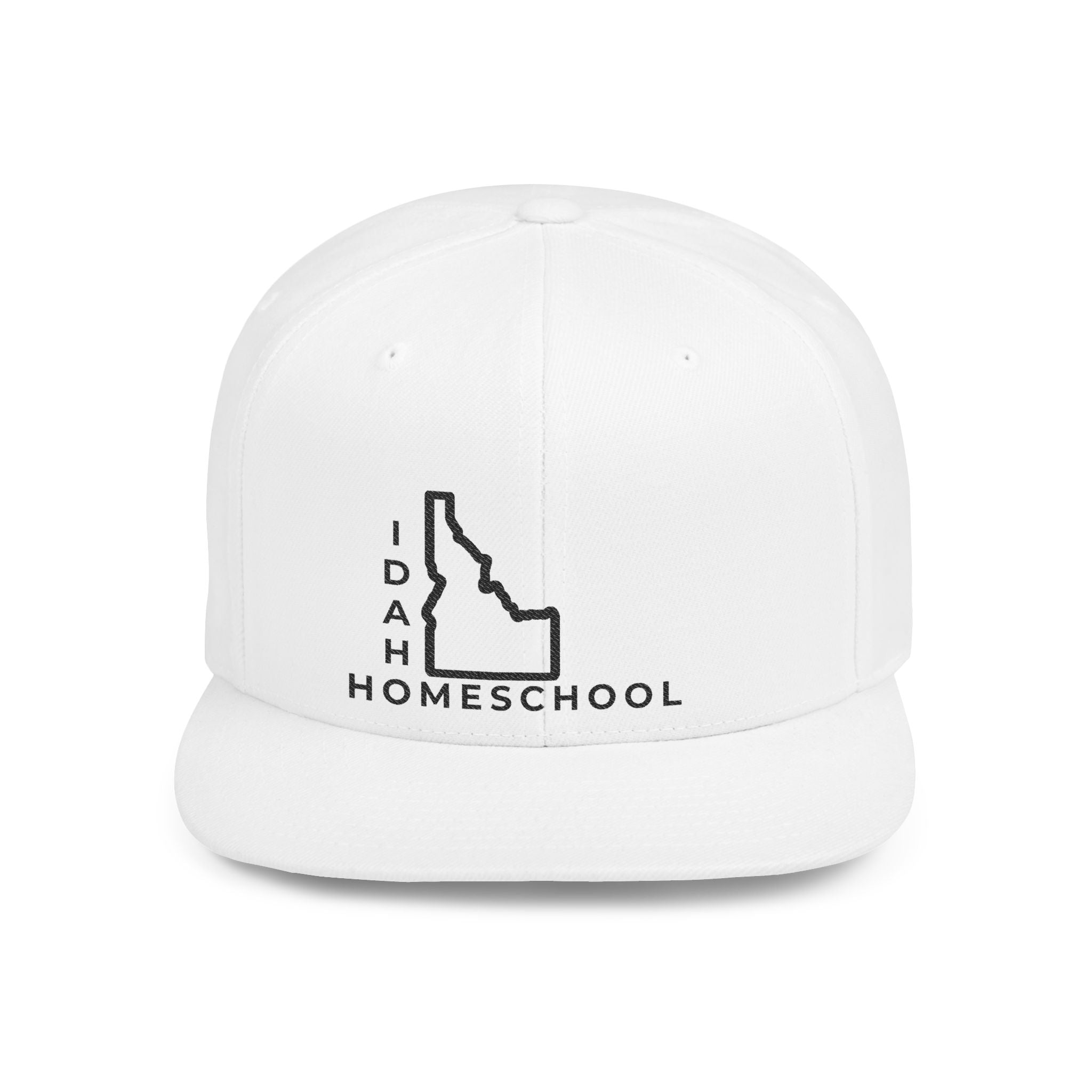 Idaho Homeschool Flat Bill Snapback Hat (BLACK embroidery)