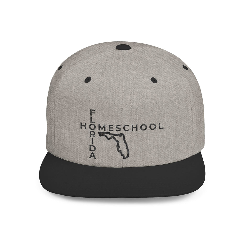 Florida Homeschool Flat Bill Snapback Hat (BLACK embroidery)