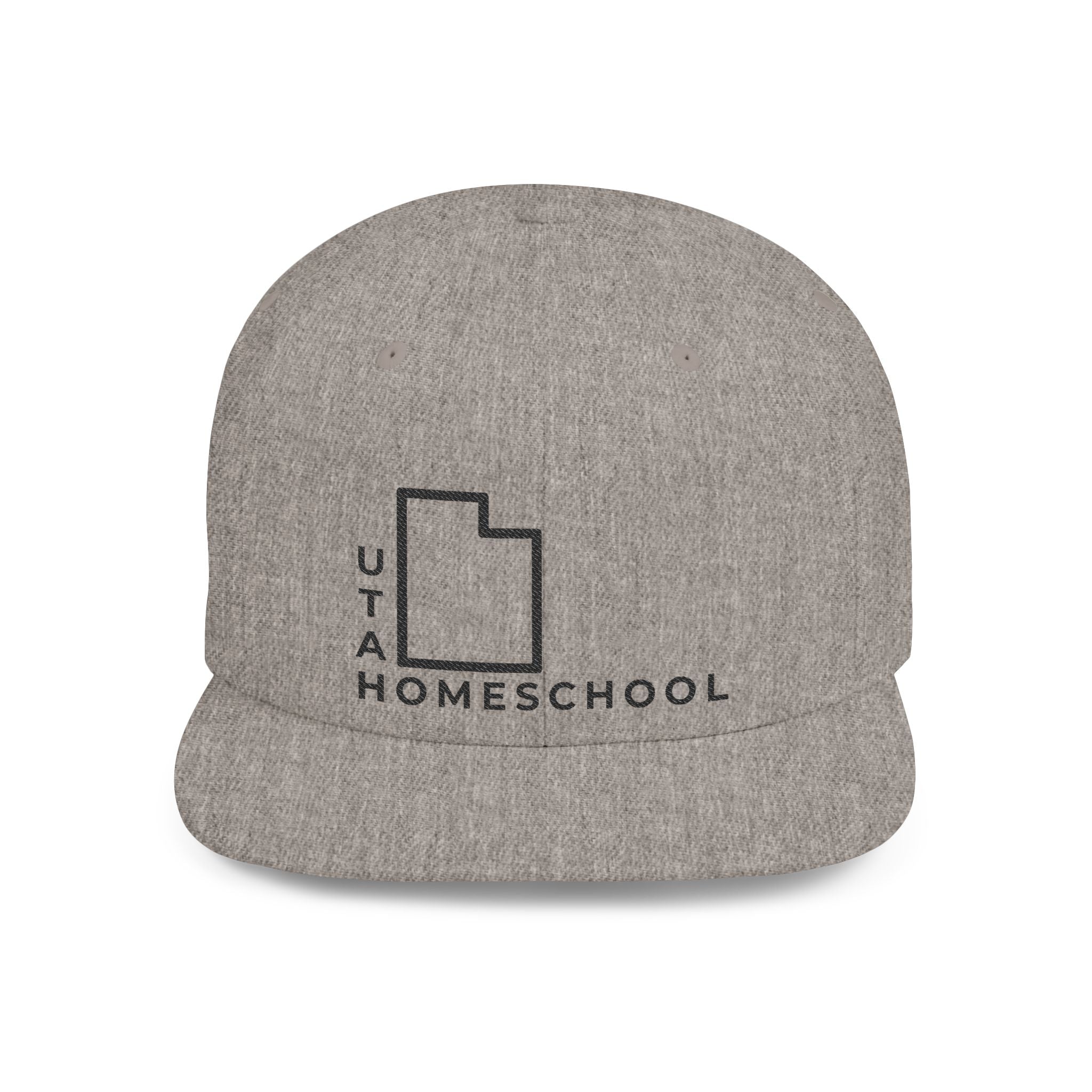 Utah Homeschool Flat Bill Snapback Hat (BLACK embroidery)