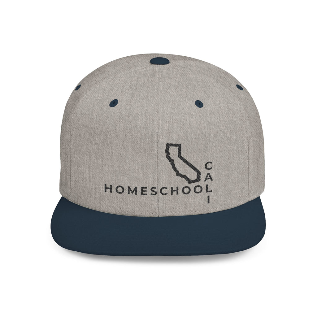 California Homeschool Flat Bill Snapback Hat (BLACK embroidery)