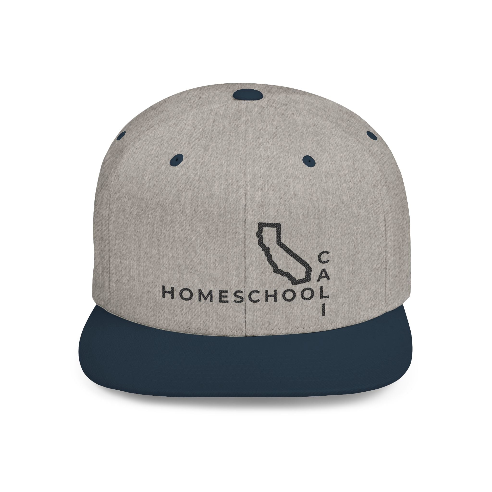 California Homeschool Flat Bill Snapback Hat (BLACK embroidery)