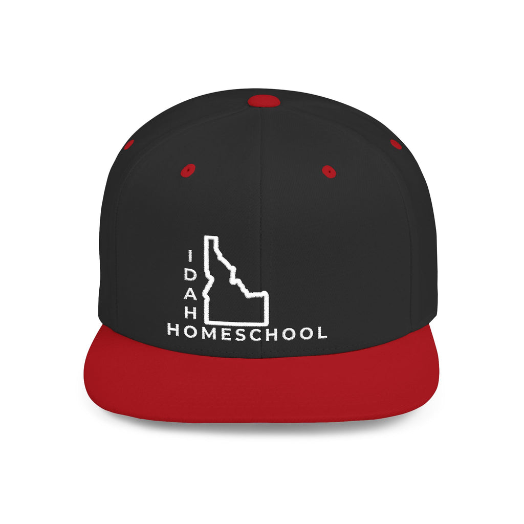 Idaho Homeschool Flat Bill Snapback Hat (WHITE embroidery)