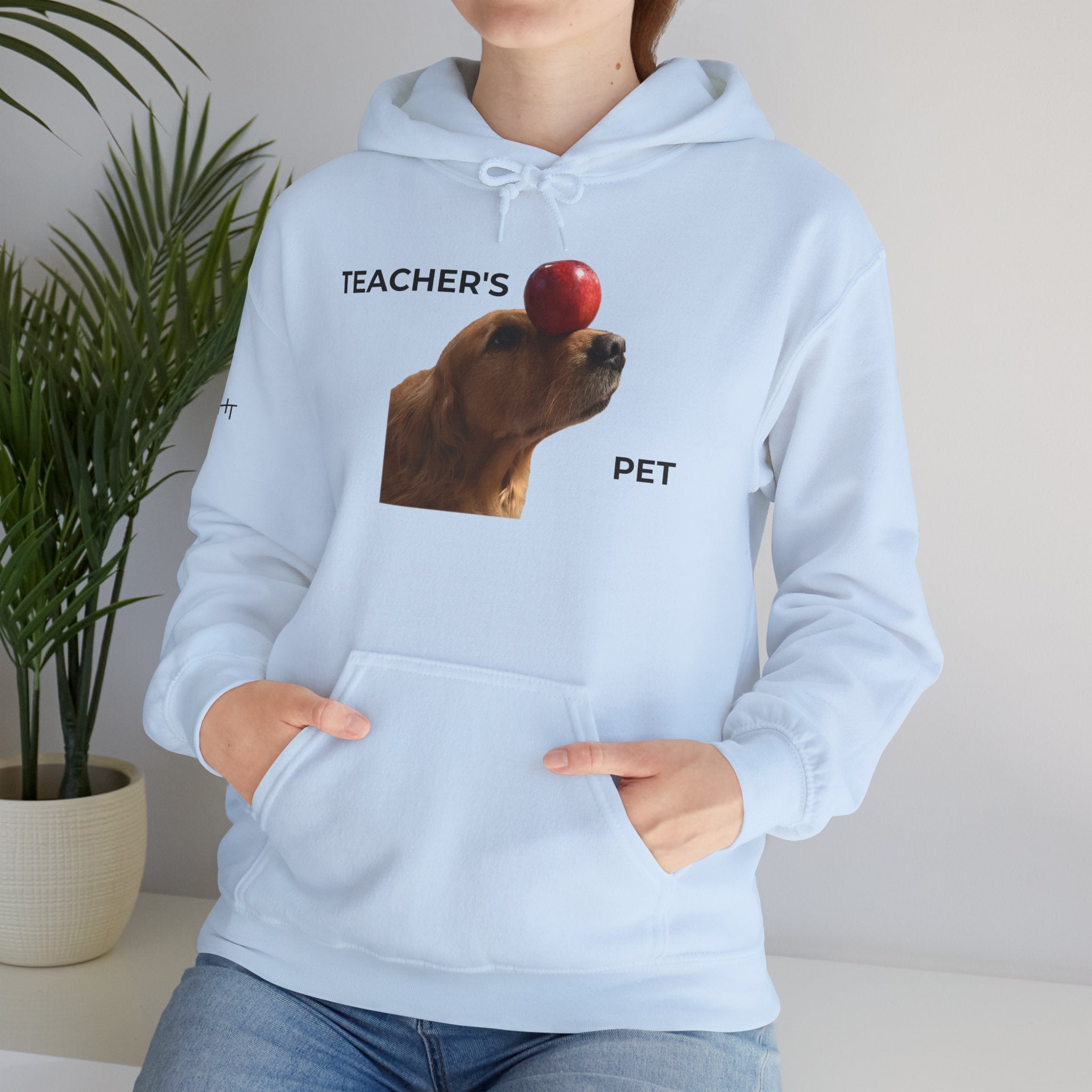 Teacher’s Pet Hoodie – Funny Dog with Apple Design