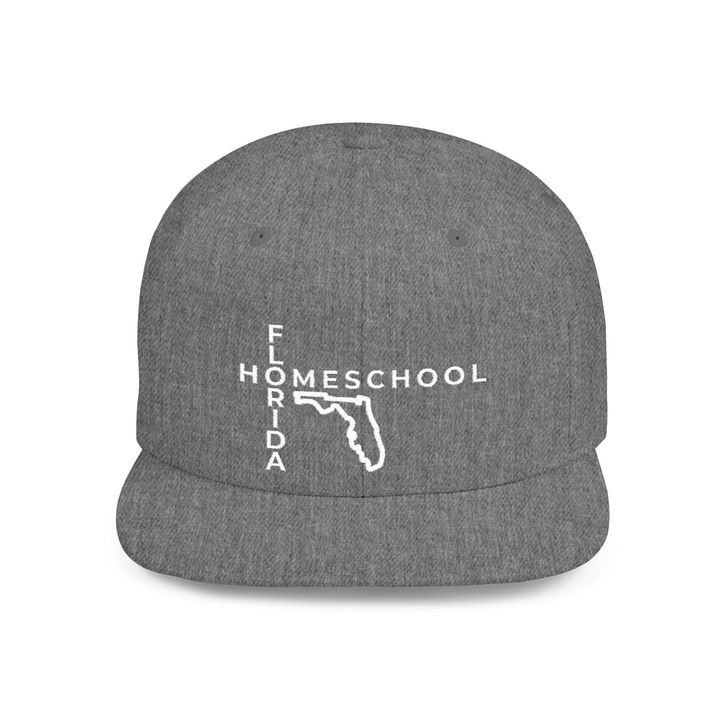 Florida Homeschool Flat Bill Snapback Hat (WHITE embroidery)