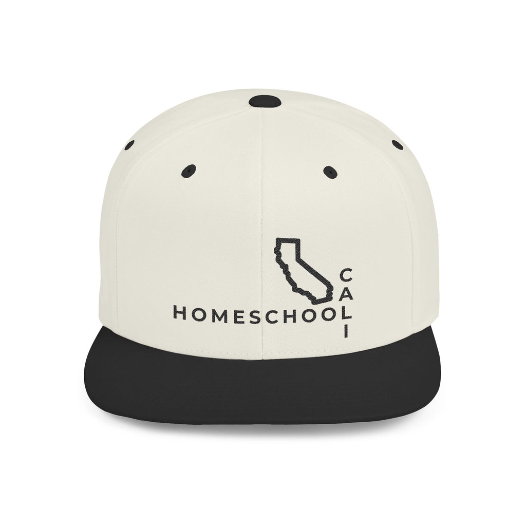 California Homeschool Flat Bill Snapback Hat (BLACK embroidery)