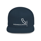California Homeschool Flat Bill Snapback Hat (WHITE embroidery)