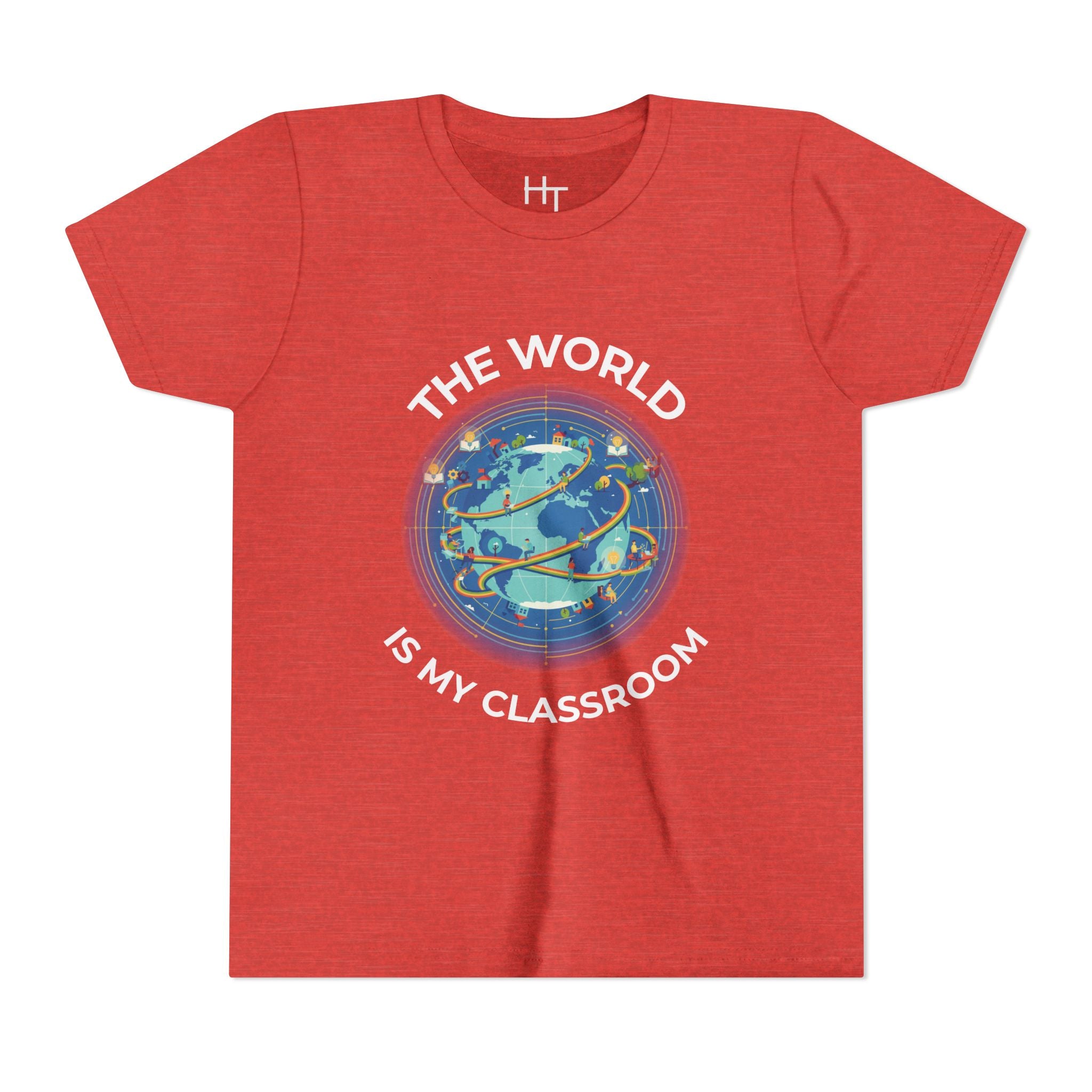 Youth T‑Shirt — "The World Is My Classroom" Globe Tee for Young Explorers