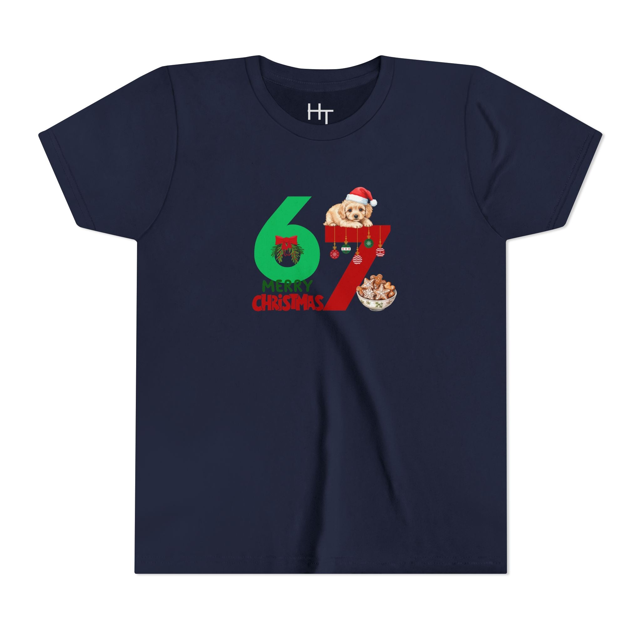 Youth Tee – '67 Merry Christmas' Cute Puppy Holiday Shirt