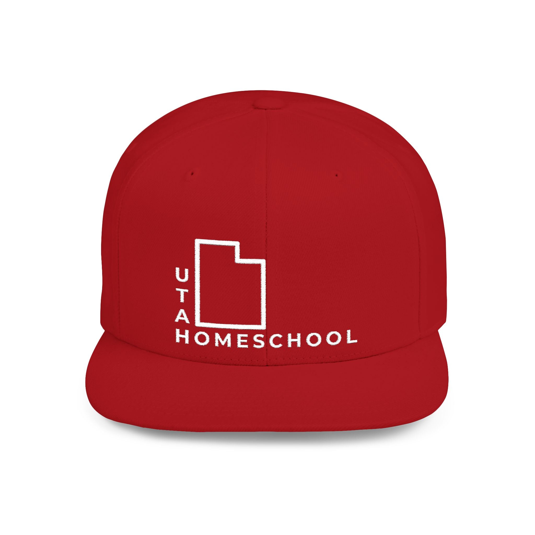 Utah Homeschool Flat Bill Snapback Hat (WHITE embroidery)